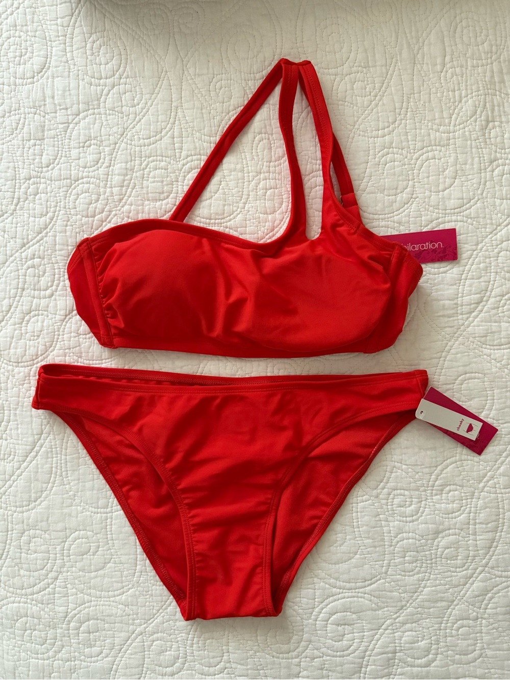 Xhilaration Red Asymmetrical Bikini Set